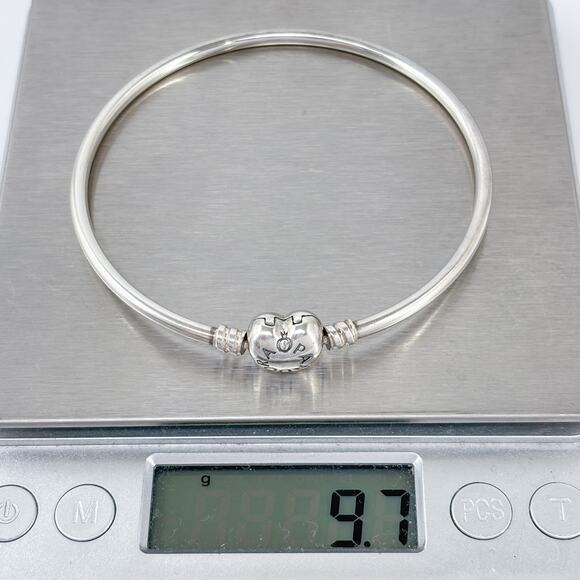 Vintage Pandora Sterling Silver 925 | Moments Heart Clasp Bangle Bracelet 8.25" - Picture 12 of 12